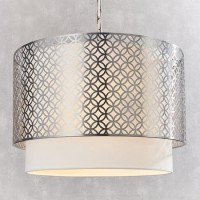 3 Light Nickel & White Shade Pendant - Gilli