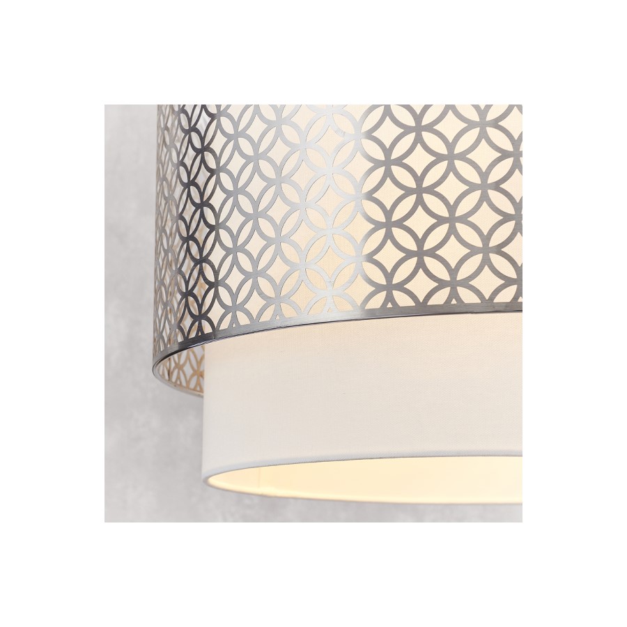 3 Light Nickel & White Shade Pendant - Gilli