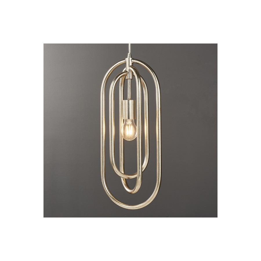 3 Oval Hoop Antique Silver Pendant Light - Meera
