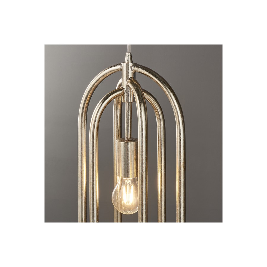 3 Oval Hoop Antique Silver Pendant Light - Meera