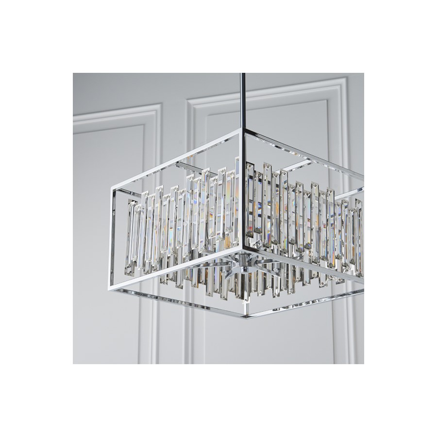 GRADE A1 - Box Opened Acadia Chrome and Crystal 6 Light Pendant