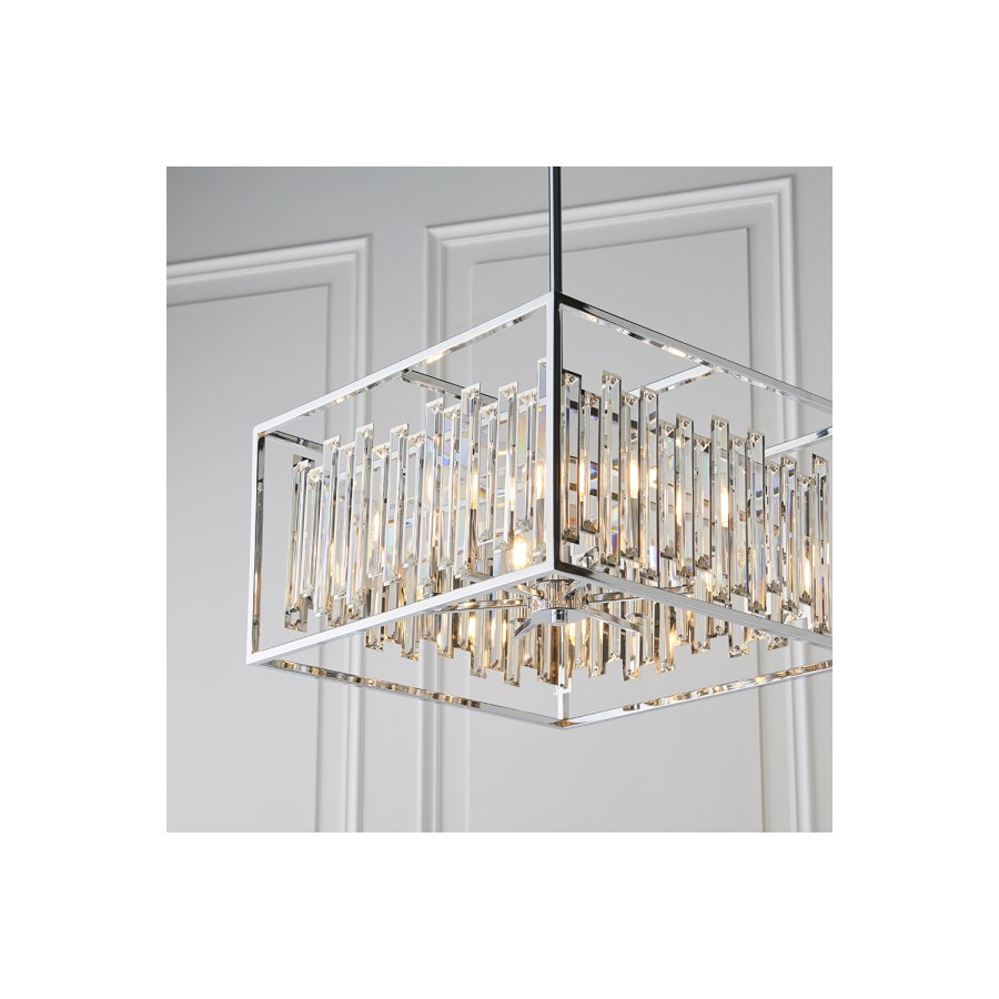 GRADE A1 - Box Opened Acadia Chrome and Crystal 6 Light Pendant