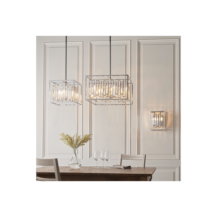 GRADE A1 - Box Opened Acadia Chrome and Crystal 6 Light Pendant
