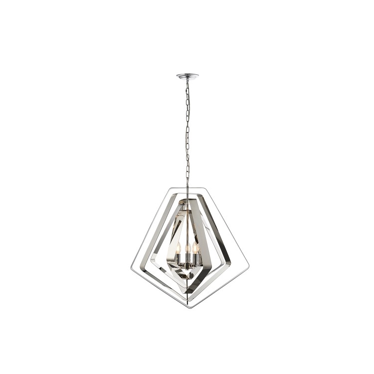 3 Light Geometric Chrome Pendant - Riona