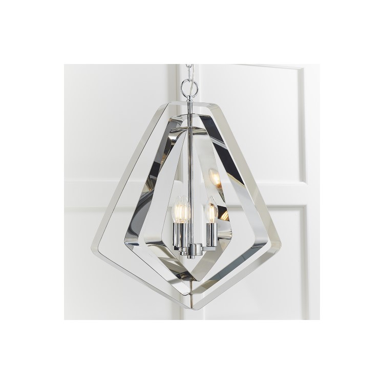 3 Light Geometric Chrome Pendant - Riona