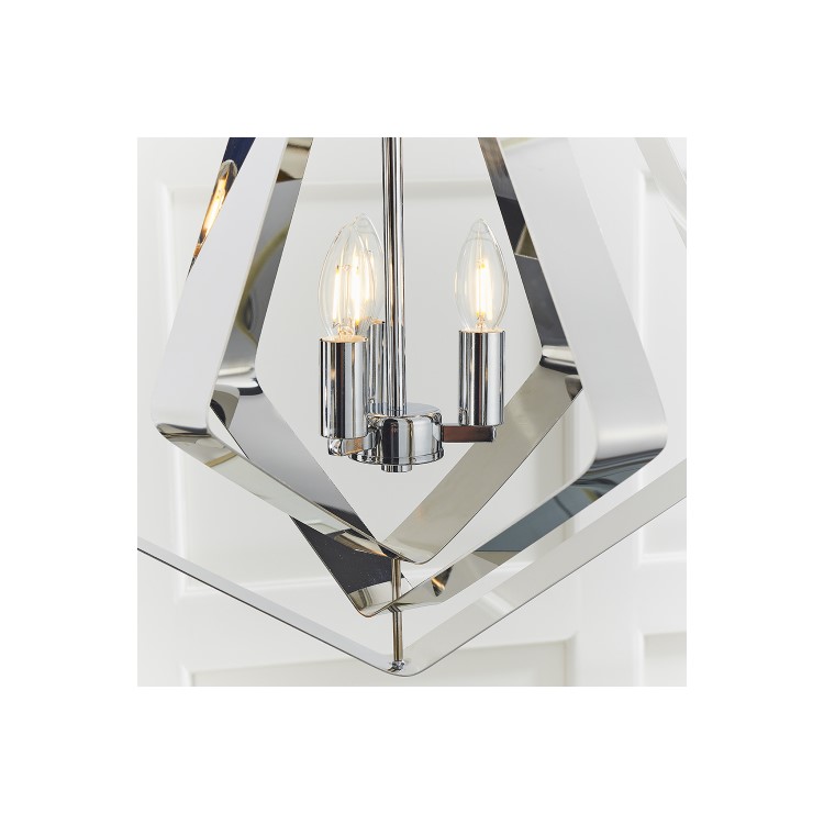 3 Light Geometric Chrome Pendant - Riona