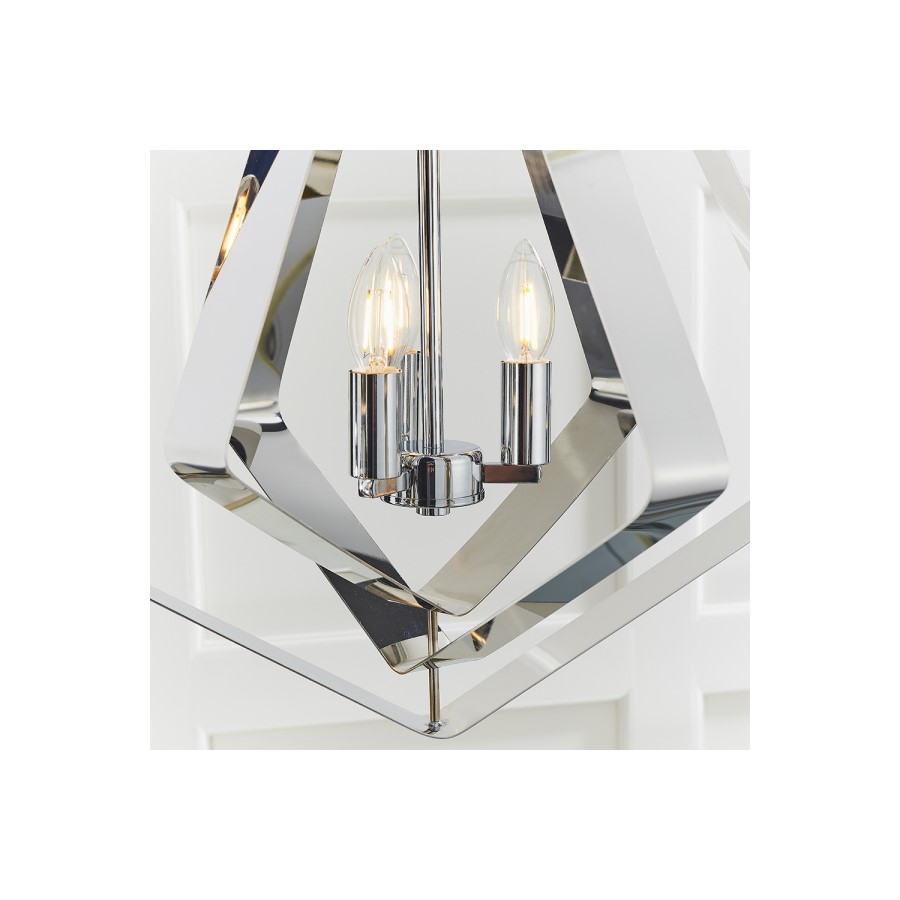 3 Light Geometric Chrome Pendant - Riona