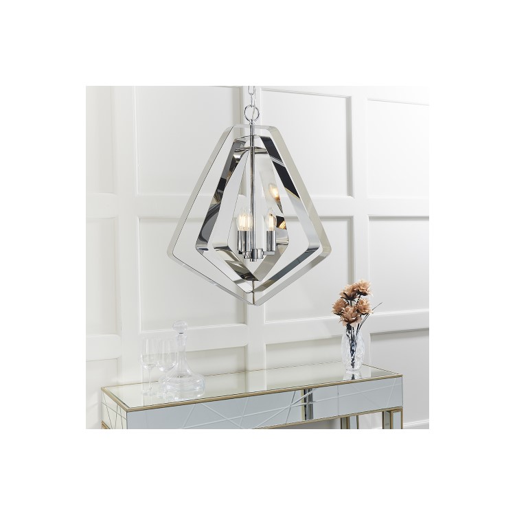 3 Light Geometric Chrome Pendant - Riona