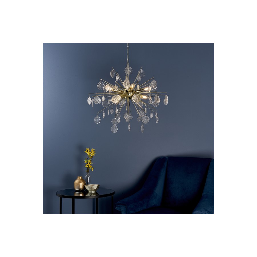 9 Light Gold Sputnik Pendant - Calla