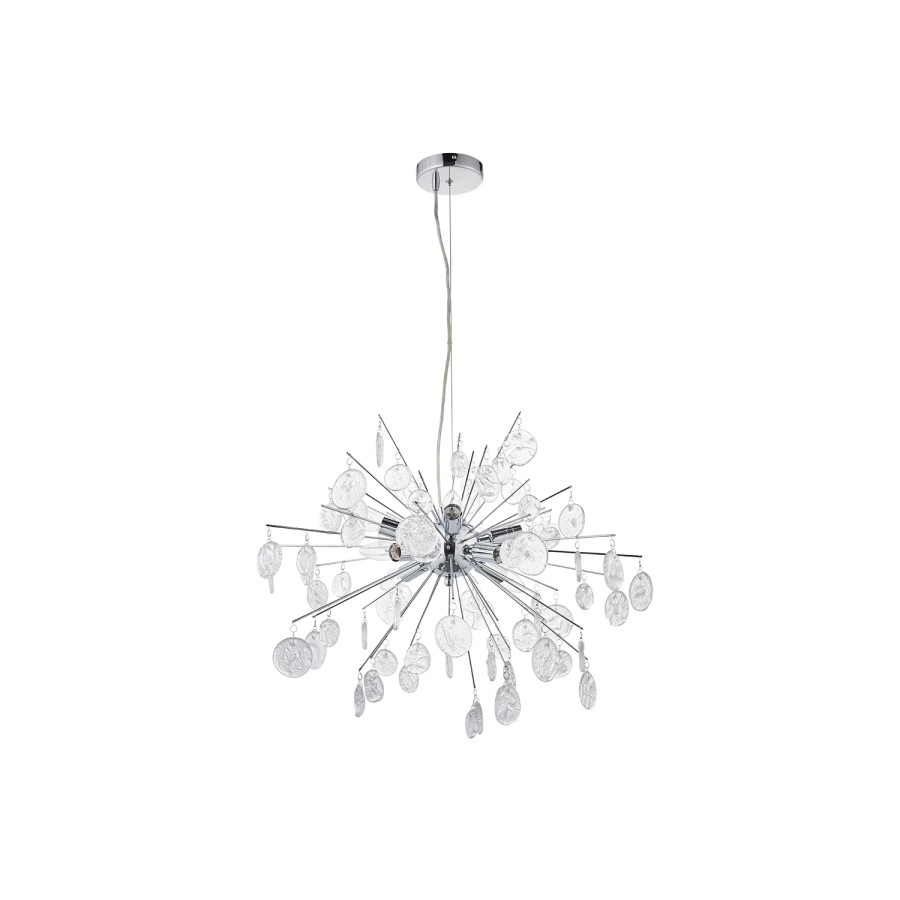 Calla Chrome and Glass 8 Light Pendant