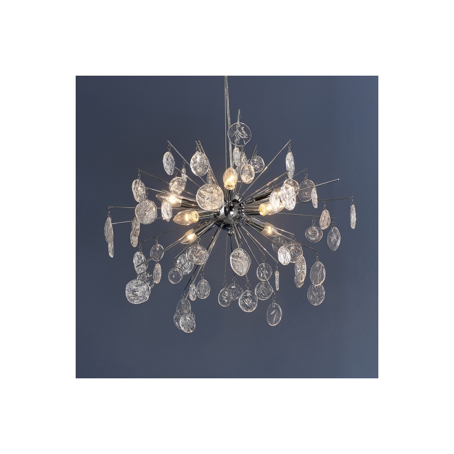 Calla Chrome and Glass 8 Light Pendant
