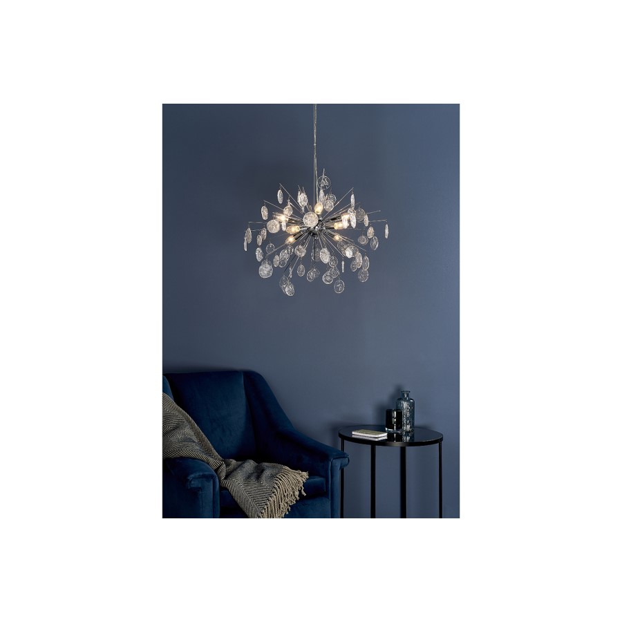 Calla Chrome and Glass 8 Light Pendant