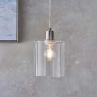 GRADE A1 - Box Opened Poole Glass Pendant Ceiling Light with Nickel Finish