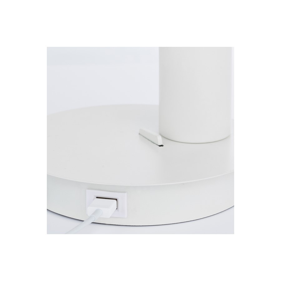 Modern White USB Table Lamp - Joshua