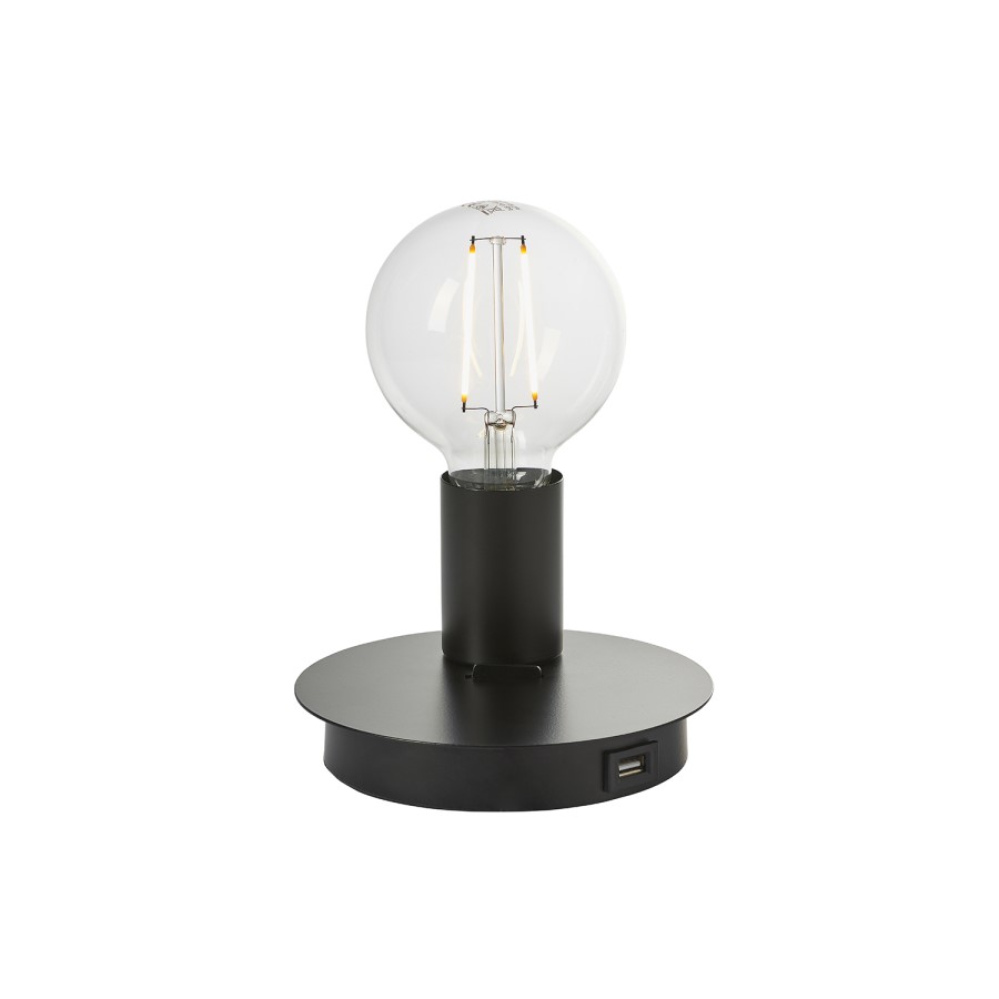 Modern Black USB Table Lamp - Joshua