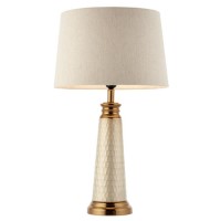 Vivian Pearl Effect Glass and Linen Table Lamp