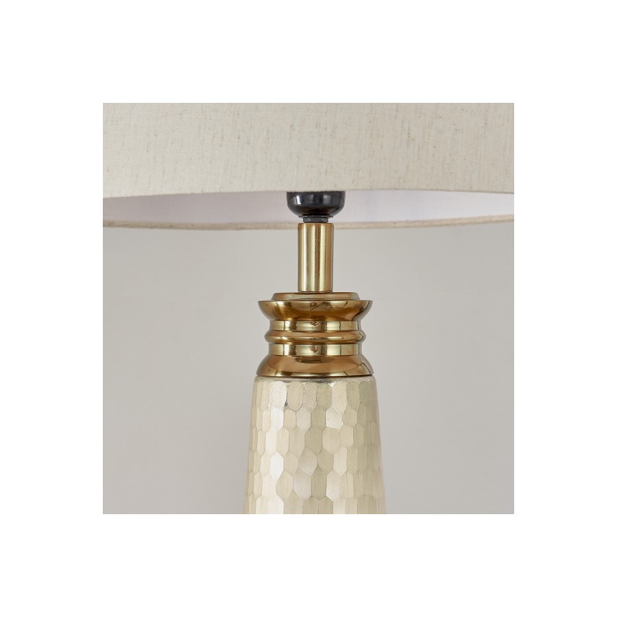 Vivian Pearl Effect Glass and Linen Table Lamp