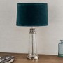 Glass Table Lamp with Teal Velvet Shade - Winslet