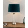 Glass Table Lamp with Teal Velvet Shade - Winslet