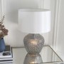 Chelworth Glass Grey Twin Light Table Lamp with White Shade