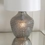 Chelworth Glass Grey Twin Light Table Lamp with White Shade