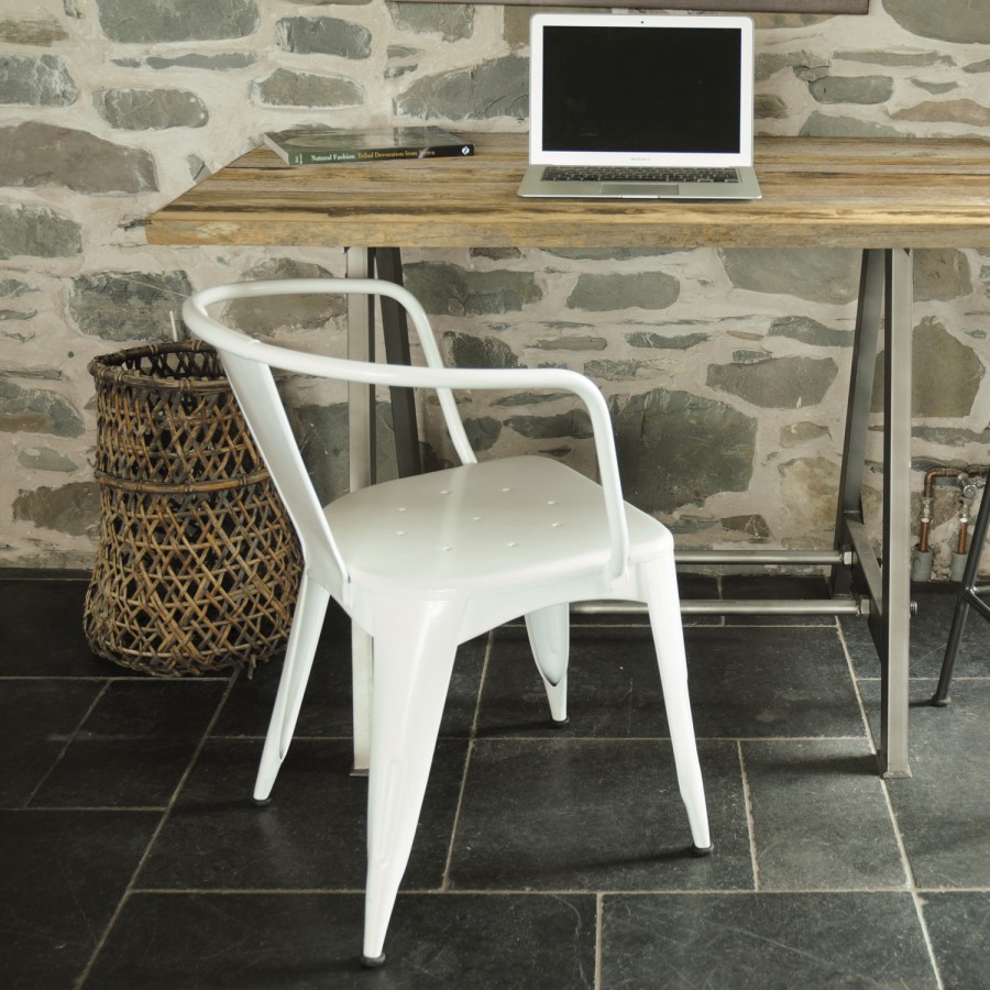 Signature North Aiden Loft Industrial White Metal Dining Chair