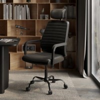 Ergonomic Black Faux Leather Office Chair - Emmanuel