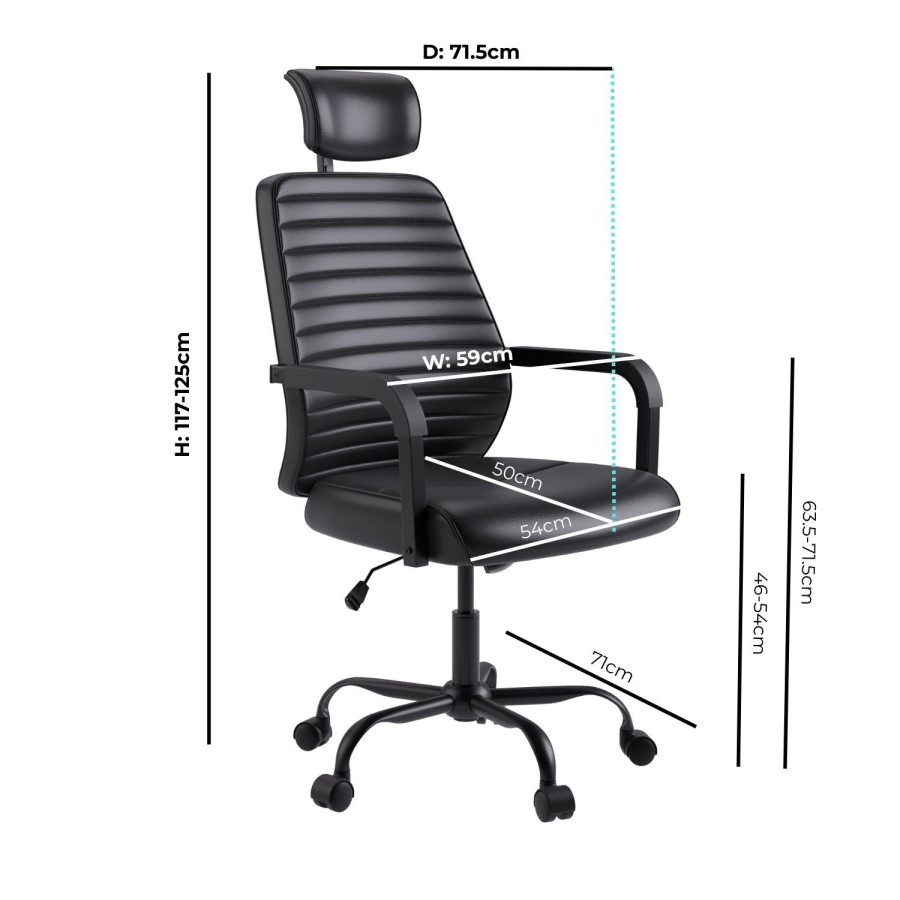 Ergonomic Black Faux Leather Office Chair - Emmanuel
