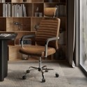 ENL002 Ergonomic Brown Faux Leather Office Chair - Emmanuel
