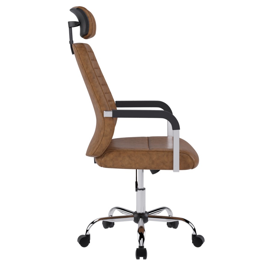 Ergonomic Brown Faux Leather Office Chair - Emmanuel