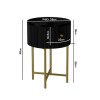 GRADE A2 - Enzo Groove Detail 1 Drawer Bedside Table in Black and Gold - Art Deco Style