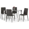 Julian Bowen Enzo Glass Table &amp; 4 Jazz Fabric Chairs in Slate Grey