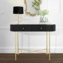 GRADE A1 - Enzo Groove Detail 2 Drawer Dressing Table in Black and Gold - Art Deco Style