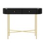 GRADE A1 - Enzo Groove Detail 2 Drawer Dressing Table in Black and Gold - Art Deco Style