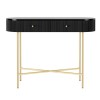 GRADE A1 - Enzo Groove Detail 2 Drawer Dressing Table in Black and Gold - Art Deco Style