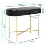 GRADE A1 - Enzo Groove Detail 2 Drawer Dressing Table in Black and Gold - Art Deco Style