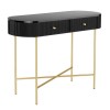 GRADE A1 - Enzo Groove Detail 2 Drawer Dressing Table in Black and Gold - Art Deco Style