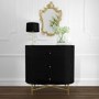 Enzo Groove Detail 3 Drawer Chest of Drawers in Black and Gold - Art Deco Style
