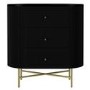 Enzo Groove Detail 3 Drawer Chest of Drawers in Black and Gold - Art Deco Style