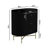 Enzo Groove Detail 3 Drawer Chest of Drawers in Black and Gold - Art Deco Style