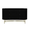 Enzo Groove Detail 6 Drawer Wide Chest of Drawers in Black and Gold - Art Deco Style
