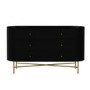 Enzo Groove Detail 6 Drawer Wide Chest of Drawers in Black and Gold - Art Deco Style