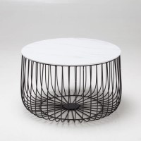 LPD Enzo Large Cage Table in Black with Marble Top