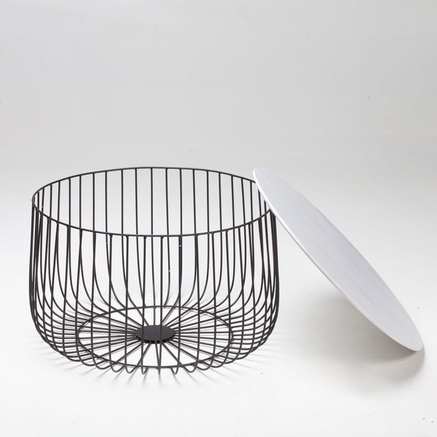 LPD Enzo Large Cage Table in Black with Marble Top
