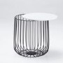 LPD Enzo SMall Cage Table in Black with Marble Top