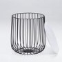 LPD Enzo SMall Cage Table in Black with Marble Top