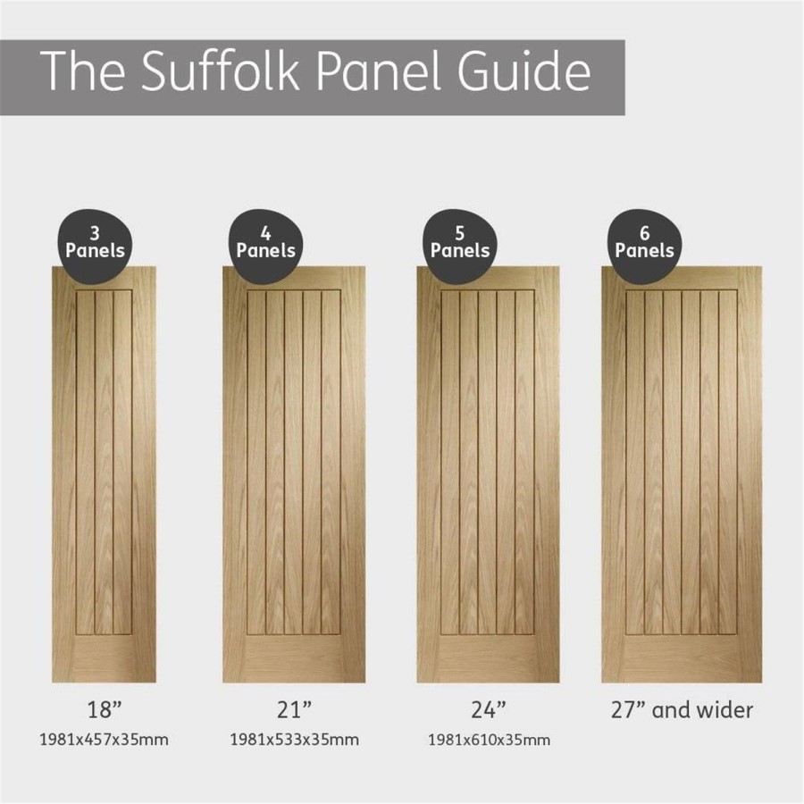 Internal Oak Cottage FD30 Fire Door - Unfinished - 2040 x 726 x 44mm - Suffolk Essential - XL Joinery