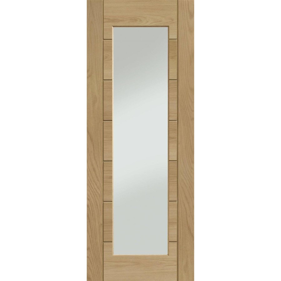 Palermo Essential 1 Light Pre-Finished Internal Oak Door with Clear Glass - 1981 x 762 x 35 mm, Pre-Finished