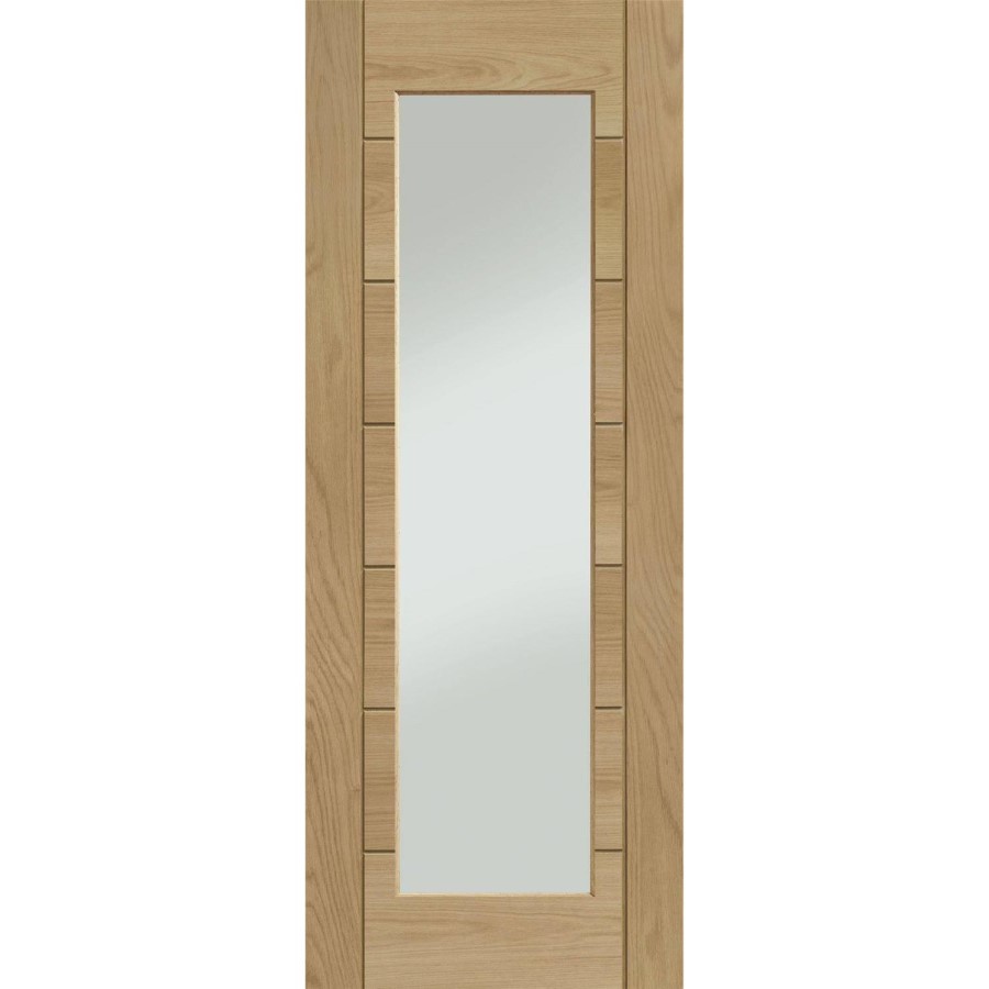 Internal Oak Fully-Glazed Door with Clear Glass - Pre-Finished - 1981 x 838 x 35mm - Palermo Essential - XL Joinery