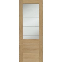 Palermo Essential 2XG Pre-Finished Internal Oak Door with Clear Etched Glass - 1981 x 686 x 35 mm, Pre-Finished